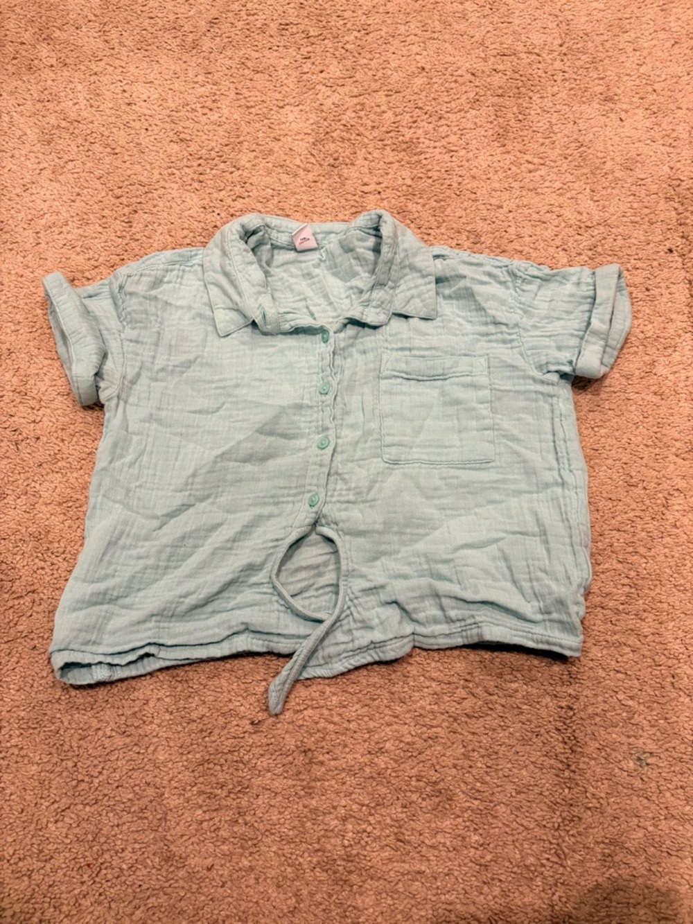 Old Navy Light Aqua Button-Front Kids Shirt